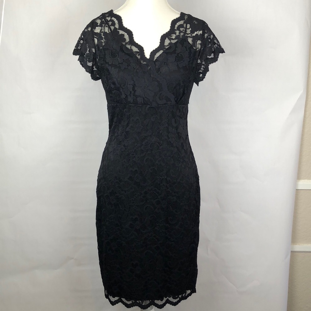 Marina Black Lace dress Size 8P Petite
